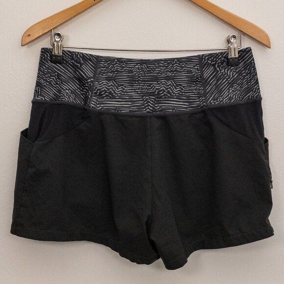 Mountain Hardwear Black Running Shorts M with Pattern Waist & Zipper Pocket - Picture 2 of 5